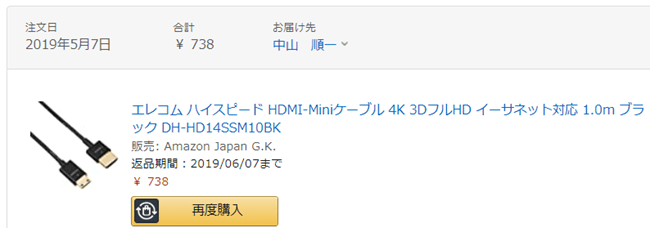 ハイスピード HDMI-Miniケーブル