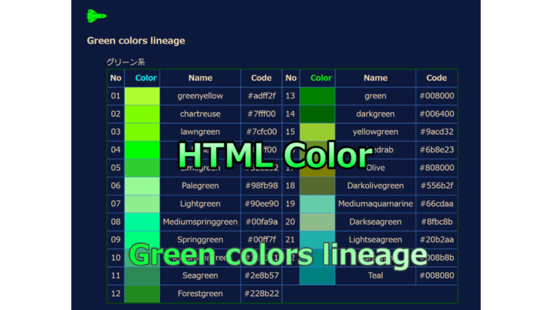 HTML Colors Green