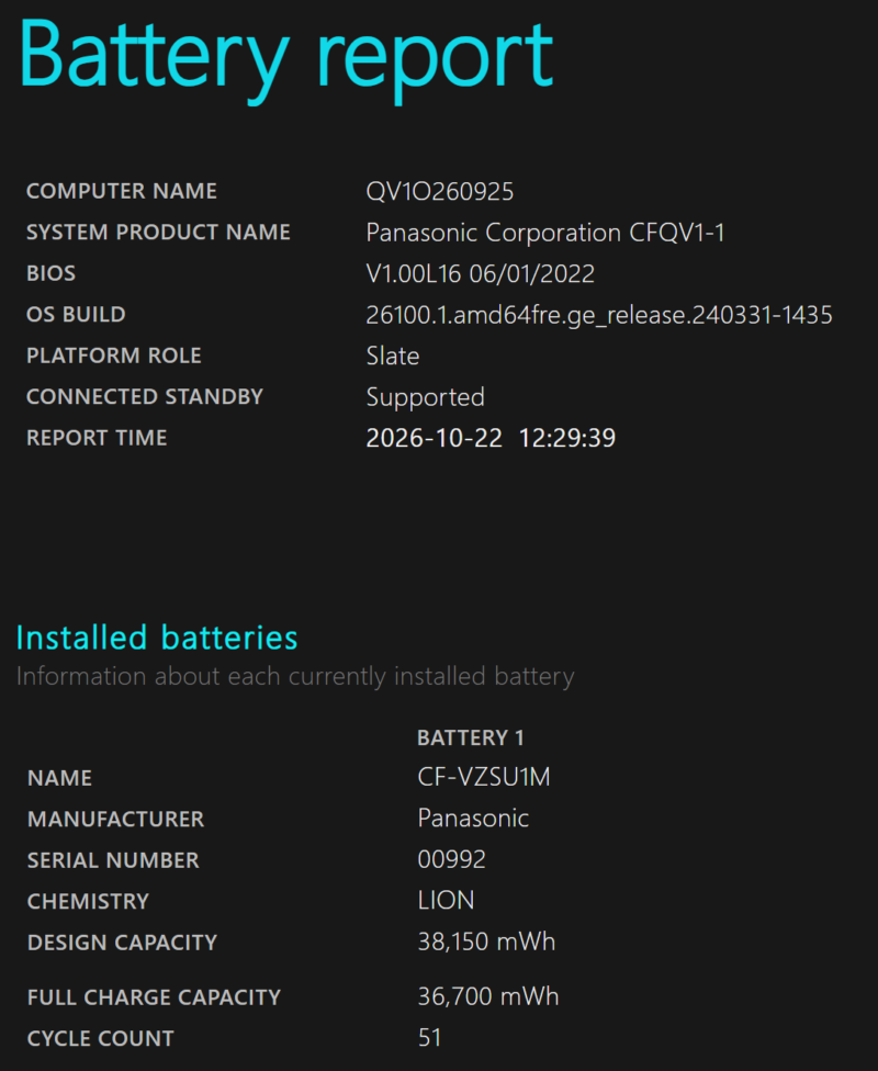 Battery report